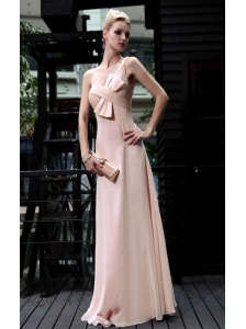 Champagne Empire One Shoulder Floor-length Chiffon Paillette Prom Dress