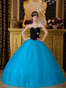 Exquisite Teal Quinceanera Dress Sweetheart Beading Tulle Ball Gown
