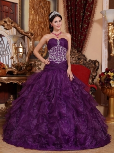 Popular Purple Quinceanera Dress Sweetheart Organza Beading A-line