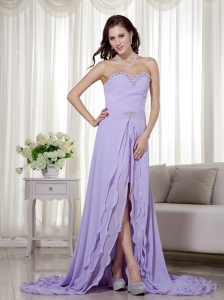 Lilac Column / Sheath Detachable 2 Pieces Prom Dress Chiffon Beading