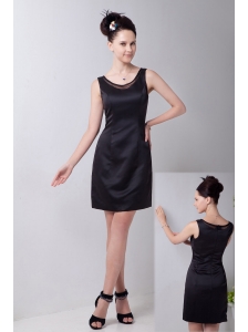 Black Column Scoop Little Black Dress Taffeta Mini-length