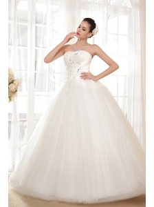 Brand New Ball Gown Strapless Floor-length Tulle Appliques Wedding Dress