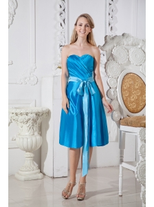 Teal Empire Sweetheart Short Prom Dress Taffeta Ruch and Bows Knee-length