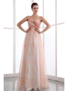 Colorful Sweetheart Prom Dress Ruch Printing Floor-length