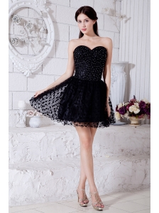 Black A-line / Princess Sweetheart Short Prom / Homecoming Dress Special Fabric Beading Mini-length