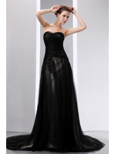Sexy Black Empire Sweetheart Mother Of The Bride Dress Court Train Tulle