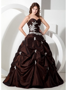 Customize Brown Sweetheart Quinceanera Dress with Appliques