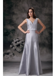 Customize Grey Column / Sheath V-neck Prom Dress