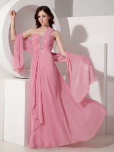 Exquisite Peach Pink Prom Dress One Shoulder