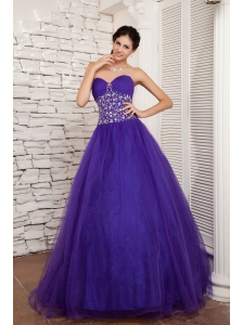 2013 New Style Purple A-line Sweetheart Prom / Evening Dress Tulle Beading Floor-length