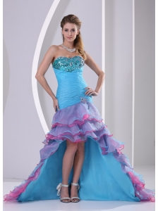 Multi-color High-low Prom Dress Mermaid Beading and Ruch Organza In Summer