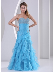 Riffles Baby Blue Sweetheart Beading and Ruch 2013 Prom Dress Party Style