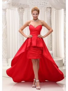 Red High-low Prom / Evening Dress For Formal Evening Taffeta and Chiffon Sweetheart Neckline