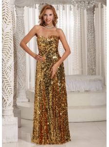 Paillette Over Skirt Sweetheart Floor-length Gold Luxurious Evening Dress Party Style
