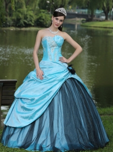 Aqua Blue Taffeta 2013 Quinceanera Dress Custom Made