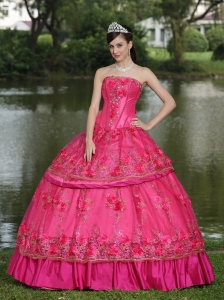 Hand Made Flowers and Beading Floor-length Taffeta Modest Style For 2013 Quinceanera Dress