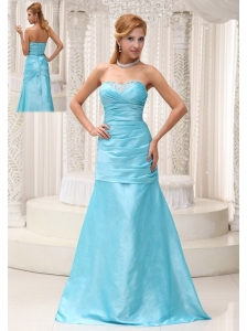 Ruched and Beading Decorate Bust A-line Aqua Blue Mother Of The Bride Dress in Michigan