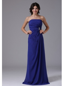 Calistoga California City For Prom Dress With Ruch Beading Strapless and Peacock Blue