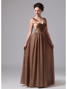 Chocolate V-neck Mother Of The Bride Dress For Custom Made Satin and Chiffon In Blairsville Georgia