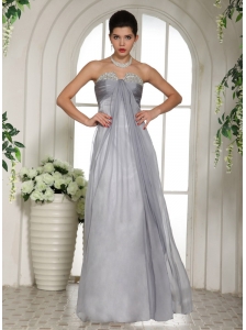 Gray Beaded Decorate Bust and Ruch Stylish Prom Celebrity Dress