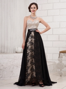 Sweetheart Neck Beaded Appliques Black Brush Train 2013 New Styles Custom Made Prom Gowns