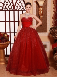 Wine Red Sweetheart A-line Floor-length Sweet 16 Quinceanera Dress Custom Made Hottest