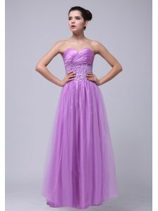 2013 Lavender Beaded Decorate and Ruch Sweetheart Prom Dress With Tulle