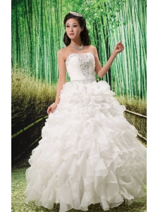 2013 Ruffles and Beaded Wedding Dress Lace-up For Custom Made
