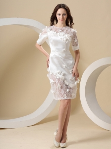Short Sleeves and Appliques Lace Mini-length For Wedding Dress