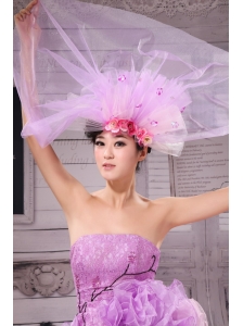 Beautiful Headpieces Multi-color Hand Made Flowers Lavender Net For Party Headpieces