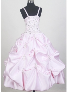 Beaded Decorate Bodice and Pick-ups For Baby Pink Little Girl Pageant Dresses