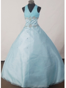 Brand New Ball Gown Beading Little Girl Pageant Dress Halter Floor-length