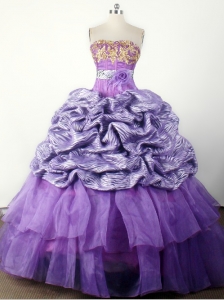 Modest Hand Made Flower Appliques Ball Gown Little Girl Pageant Dress Strapless Floor-length