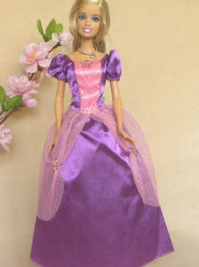 Purple Short Sleeves Handmade Dresses Fashion Party Clothes Gown Skirt For Quinceanera Doll