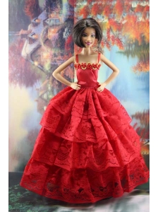 Amazing Red Lace Party Dress Made To Fit The Quinceanera Doll