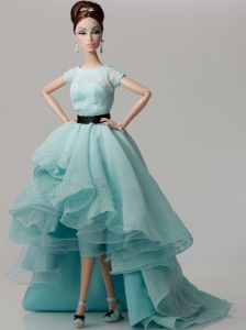 Elegant Blue Gown With Blue Organza Made To Fit The Quinceanera Doll