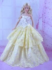 Gorgeous Yellow Princess Dress For Quinceanera Doll