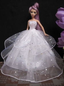 Romantic Wedding Gown With Sequins Dress For Quinceanera Doll