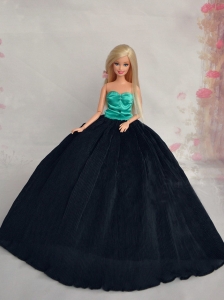 Elegant Black Sweetheart Lace Fashion Wedding Dress For Quinceanera Doll