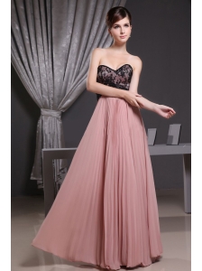 Pink Prom Dress With Sweetheart Laceand Pleat Decorate