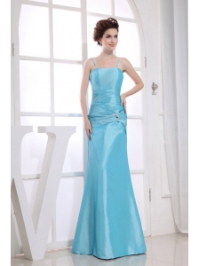 Spaghetti  Straps Aqua Blue Beading Decorate Bodice Mermaid Floor-length 2013 Prom Dress