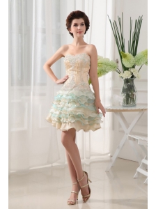 Sweetheart and Ruffled Layers For Short prom Dress With Beading