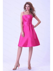 Hot Pink Spaghetti Straps Knee-length Dama Dress