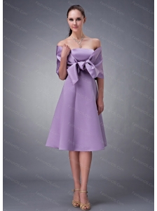 Lavender Strapless Tea-length Discount Dama Dress