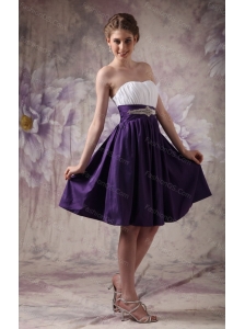 Short White and Purple A-line Sweetheart Beading and Ruch Dama Dresses for Quinceanera