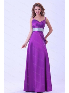 Spaghetti Straps Purple Floor-length Cheap Dama Dress