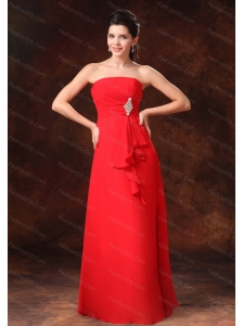 Strapless Red Empire Chiffon 2013 Dama dress on Sale