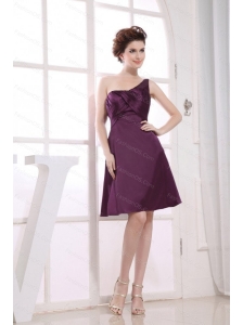 Purple One Shoulder Knee-length Cheap Dama Dress