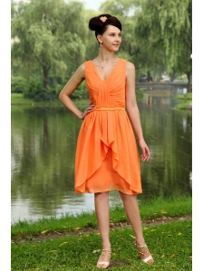 Ruch V-neck Empire Orange Dama Dresses for juniors