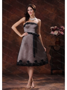 Strapless Short Dama Dresses for Quinceanera With Black Sash